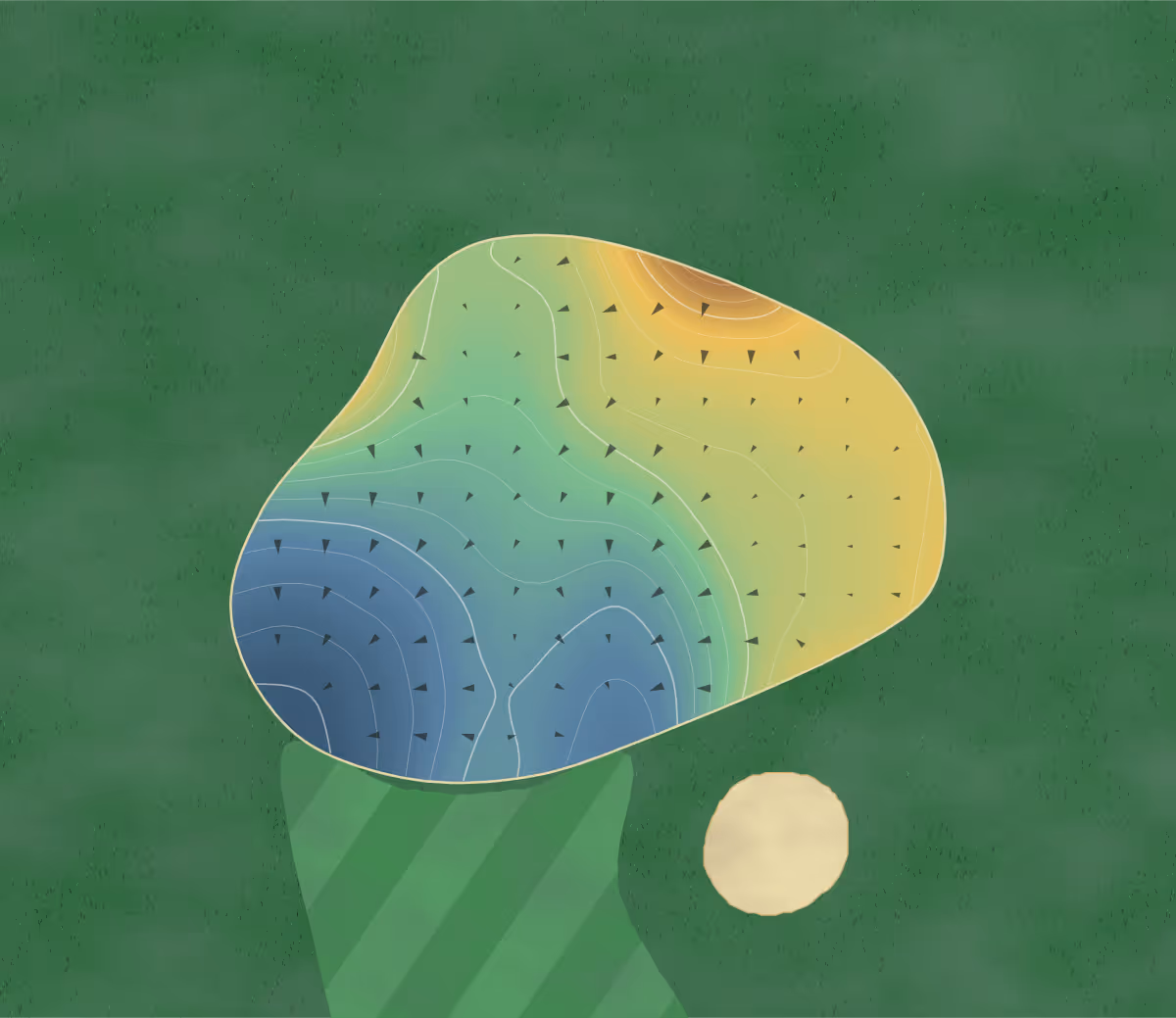Green contour map of Hidden Oaks in St Louis, Michigan: 189 elevation contours at a 3-inch interval with fall-line arrows, traced from 1-meter lidar