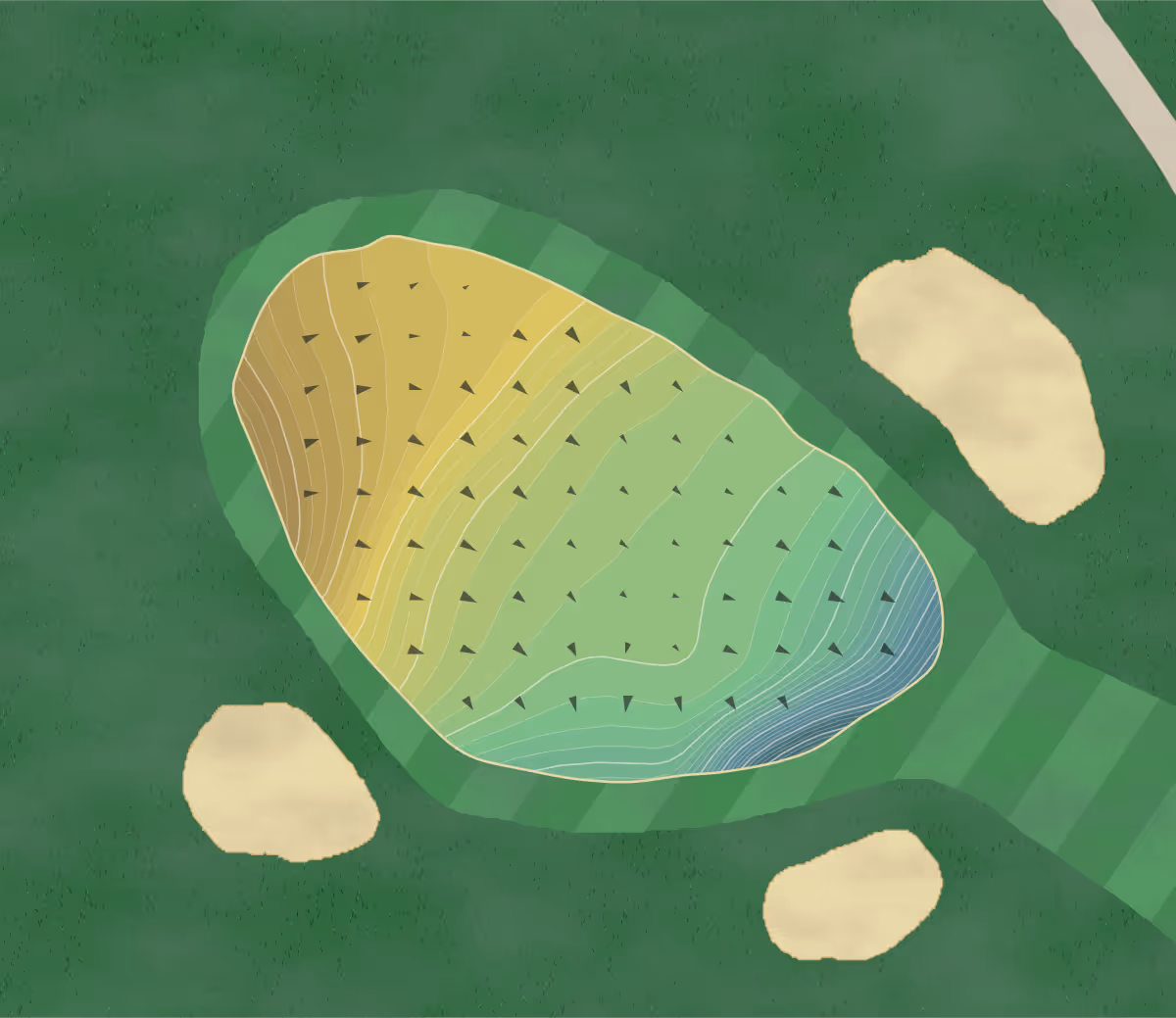 Green contour map of Hidden Valley in Salem, Virginia — 214 elevation contours at a 3-inch interval with fall-line arrows, traced from 1-meter lidar