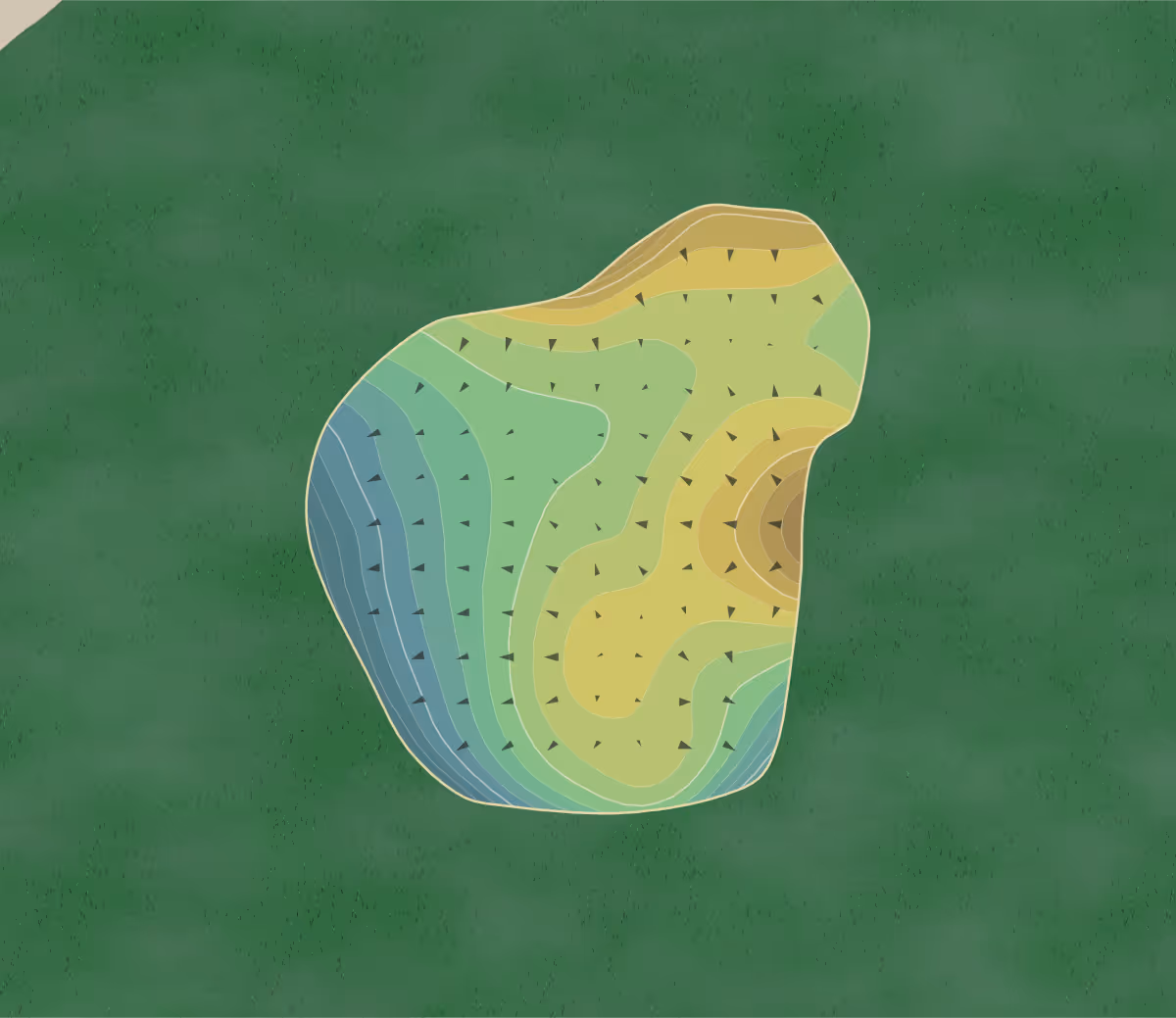 Green contour map of Hidden Valley in Lawrenceburg, Indiana — 307 elevation contours at a 3-inch interval with fall-line arrows, traced from 1-meter lidar