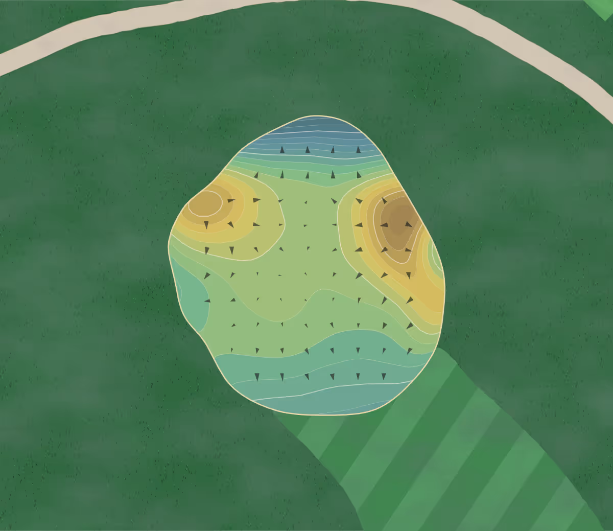 Green contour map of Hidden Valley in Lawson, Missouri — 323 elevation contours at a 3-inch interval with fall-line arrows, traced from 1-meter lidar