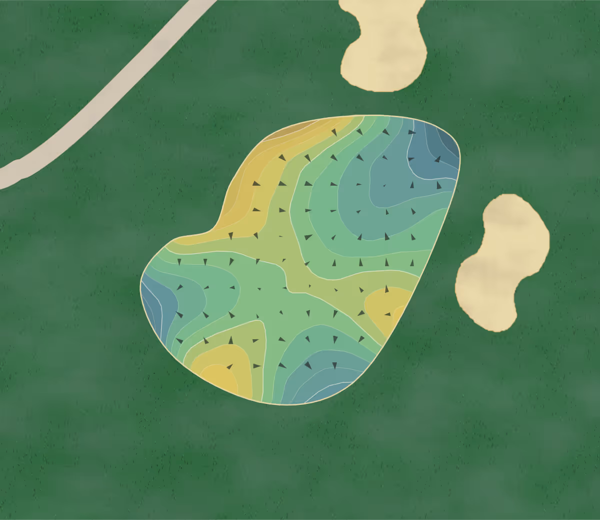 Green contour map of Hideout Gc in Monticello, Utah — 244 elevation contours at a 3-inch interval with fall-line arrows, traced from 1-meter lidar