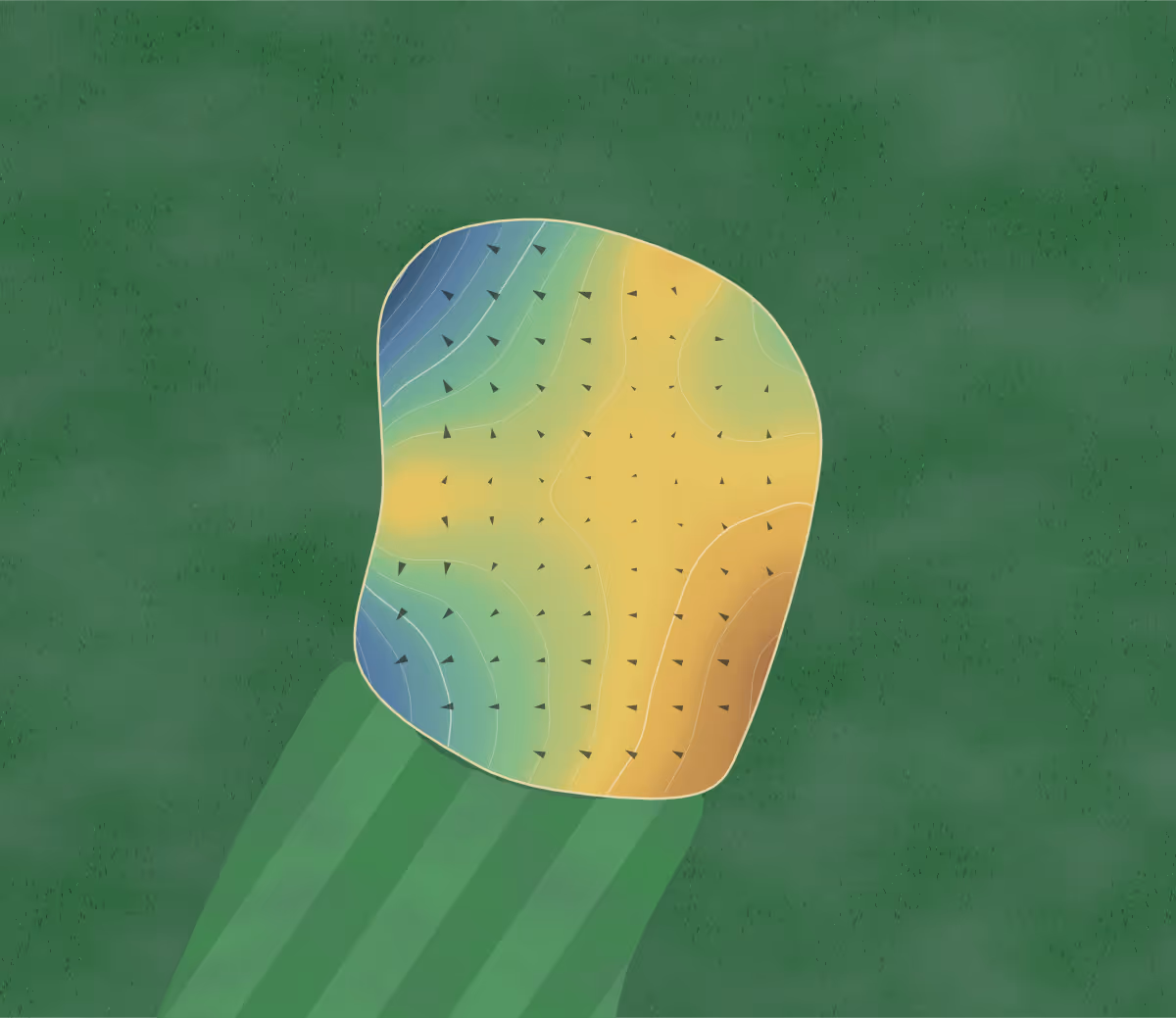 Green contour map of Highland Oaks in Omaha, Nebraska: 90 elevation contours at a 3-inch interval with fall-line arrows, traced from 1-meter lidar