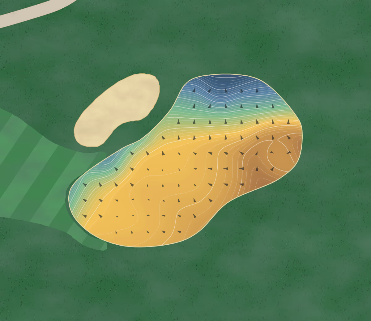 Green contour map of Highlands Falls in Highlands, North Carolina: 44 elevation contours at a 3-inch interval with fall-line arrows, traced from 1-meter lidar