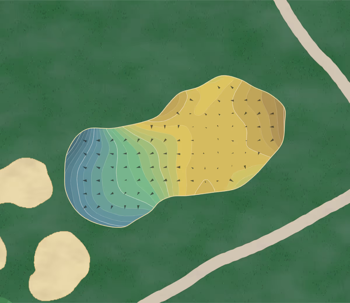 Green contour map of Heart of the Lakes in Brooklyn, Michigan — 245 elevation contours at a 3-inch interval with fall-line arrows, traced from 1-meter lidar