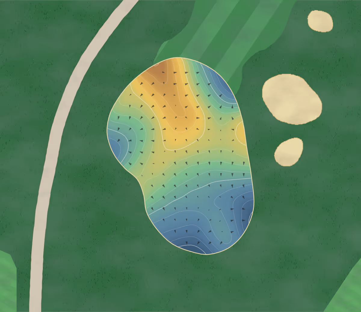 Green contour map of Hillsview in Pierre, South Dakota — 192 elevation contours at a 3-inch interval with fall-line arrows, traced from 1-meter lidar