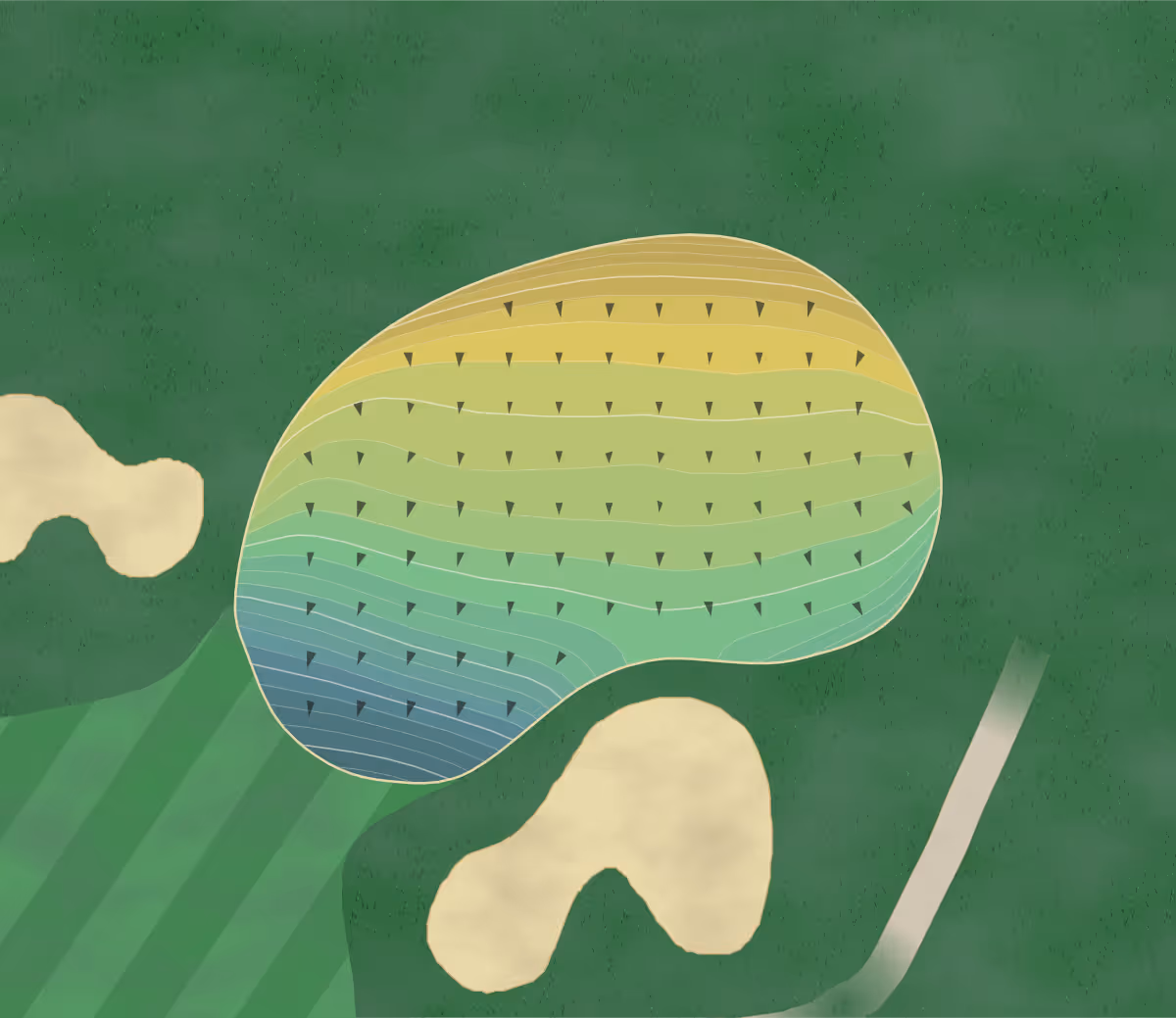 Green contour map of Hinckley Hills in Hinckley, Ohio — 373 elevation contours at a 3-inch interval with fall-line arrows, traced from 1-meter lidar