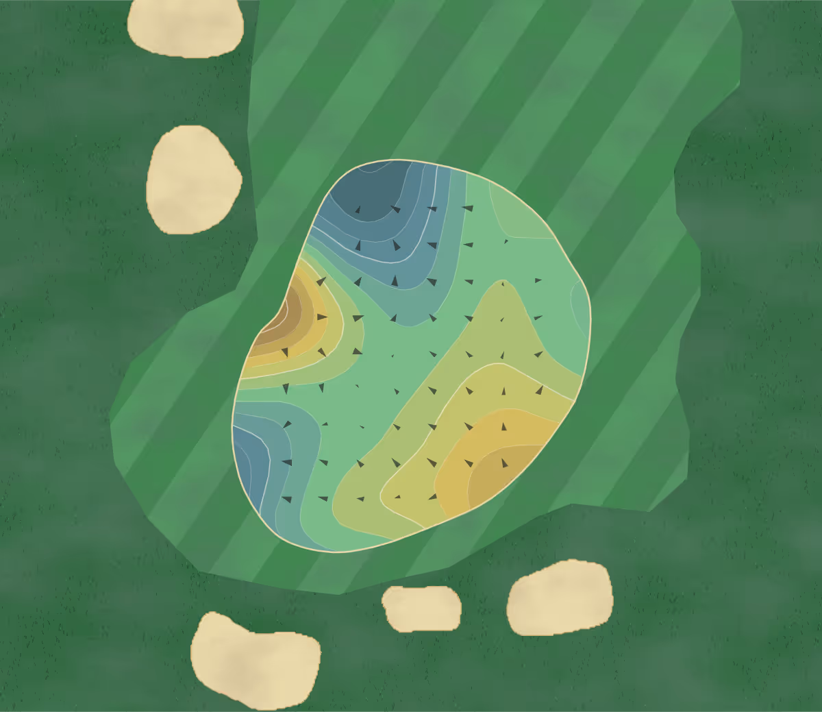 Green contour map of Half Moon Bay in Half Moon Bay, California — 351 elevation contours at a 3-inch interval with fall-line arrows, traced from 1-meter lidar