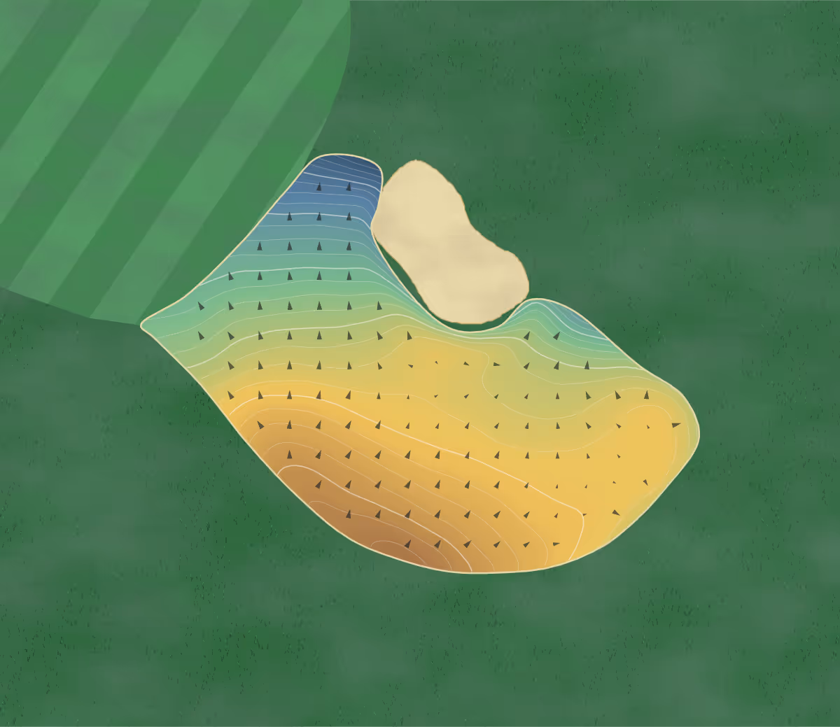 Green contour map of Holly Hills in Frederick, Maryland — 285 elevation contours at a 3-inch interval with fall-line arrows, traced from 1-meter lidar