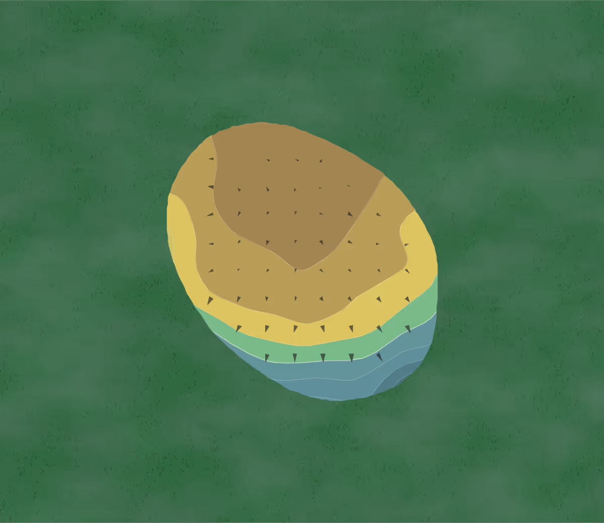 Green contour map of Holly Ridge GC in Harbinger, North Carolina — 43 elevation contours at a 3-inch interval with fall-line arrows, traced from 1-meter lidar