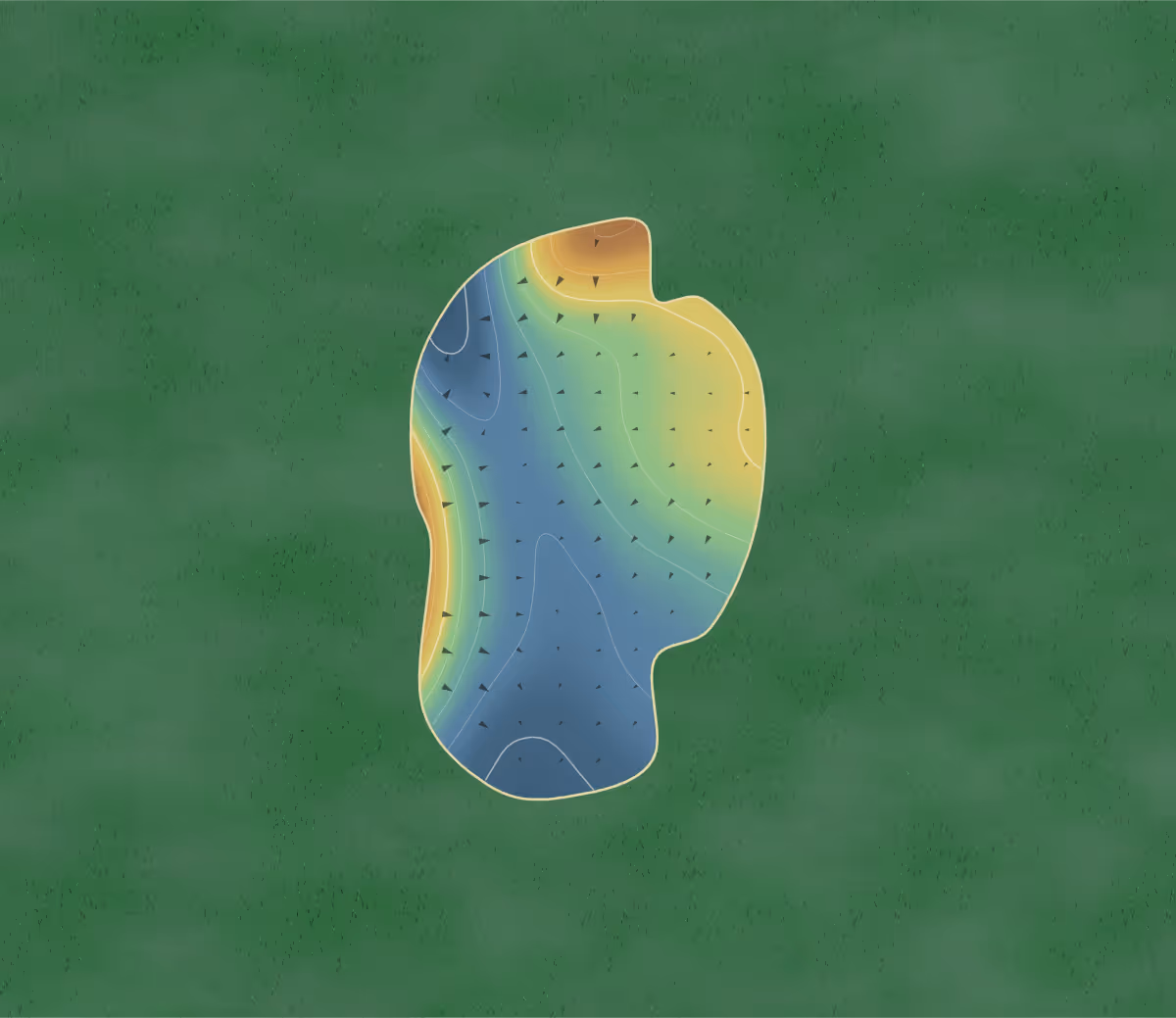 Green contour map of Hollystown in Hollystown, Ireland: 175 elevation contours at a 8-centimeter interval with fall-line arrows, traced from 1-meter lidar