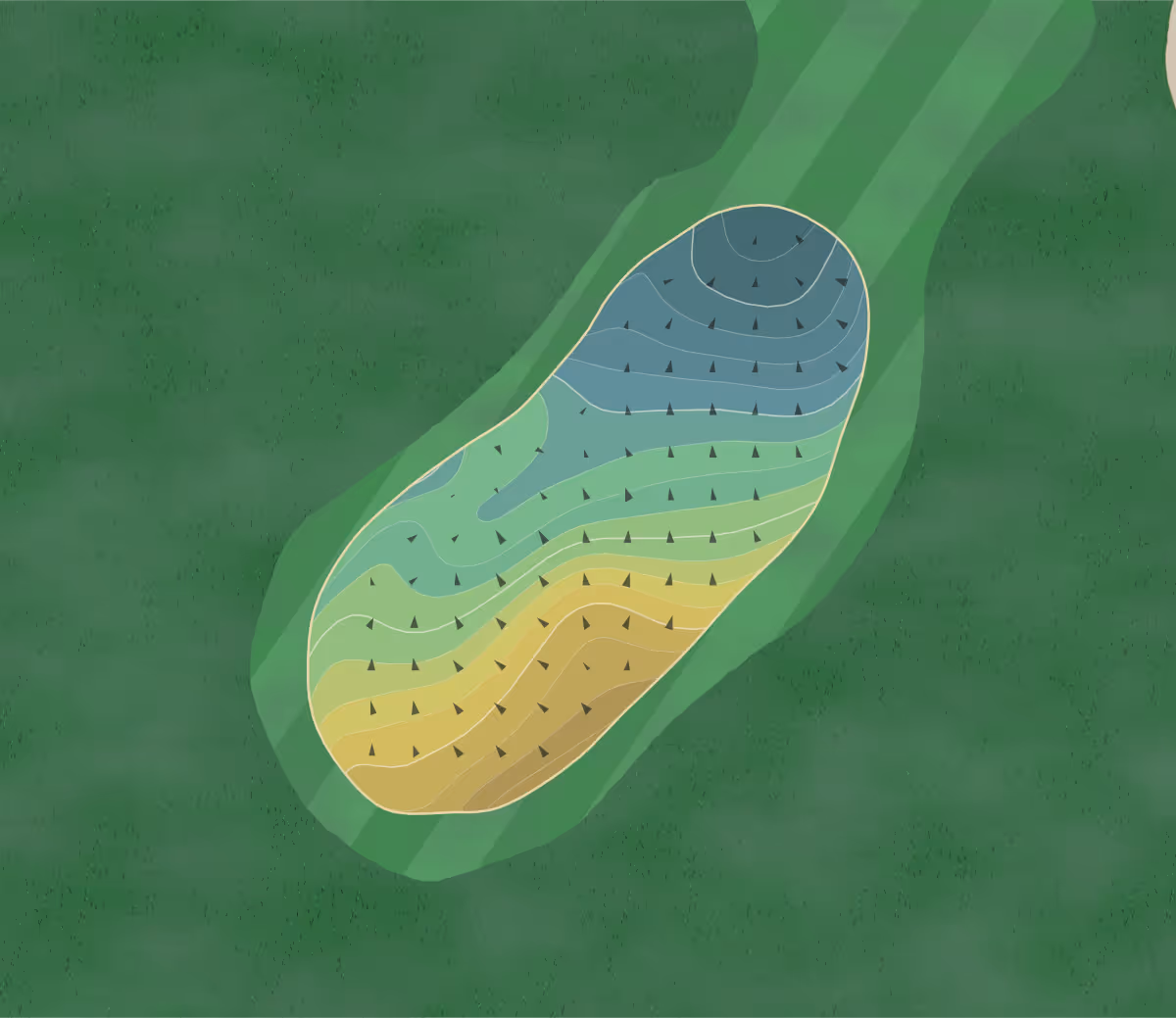 Green contour map of Honey Creek in Boone, Iowa — 255 elevation contours at a 3-inch interval with fall-line arrows, traced from 1-meter lidar