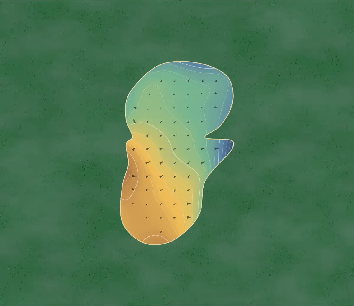 Green contour map of Honey Creek in Urich, Missouri: 192 elevation contours at a 3-inch interval with fall-line arrows, traced from 1-meter lidar