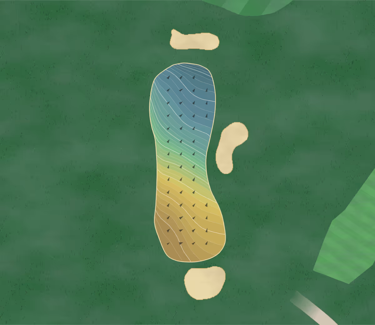 Green contour map of Honey Pond in Middletown Springs, Vermont — 57 elevation contours at a 3-inch interval with fall-line arrows, traced from 1-meter lidar