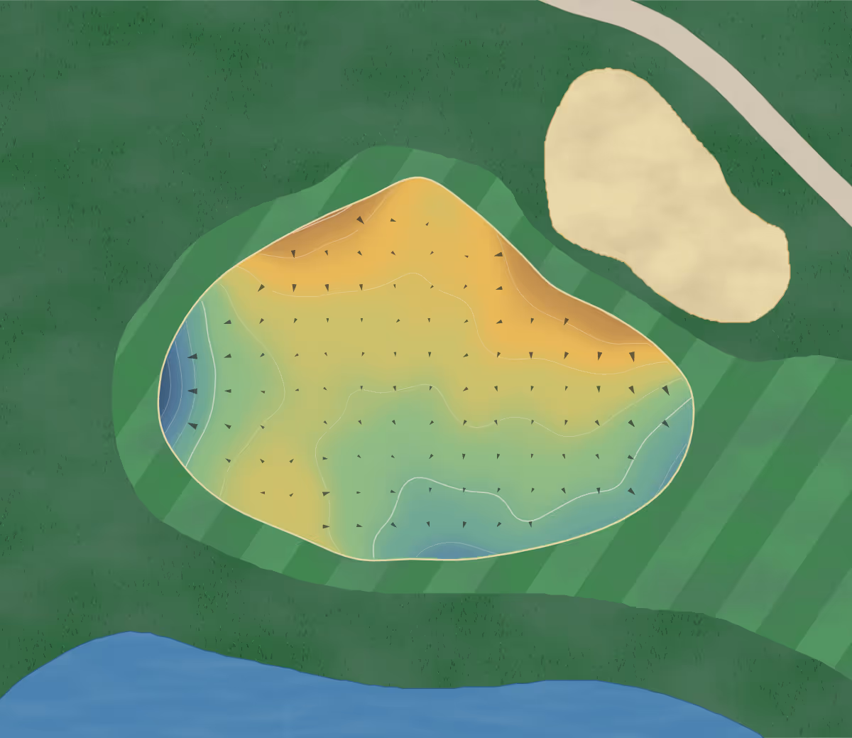 Green contour map of Honey Run in York, Pennsylvania: 149 elevation contours at a 3-inch interval with fall-line arrows, traced from 1-meter lidar