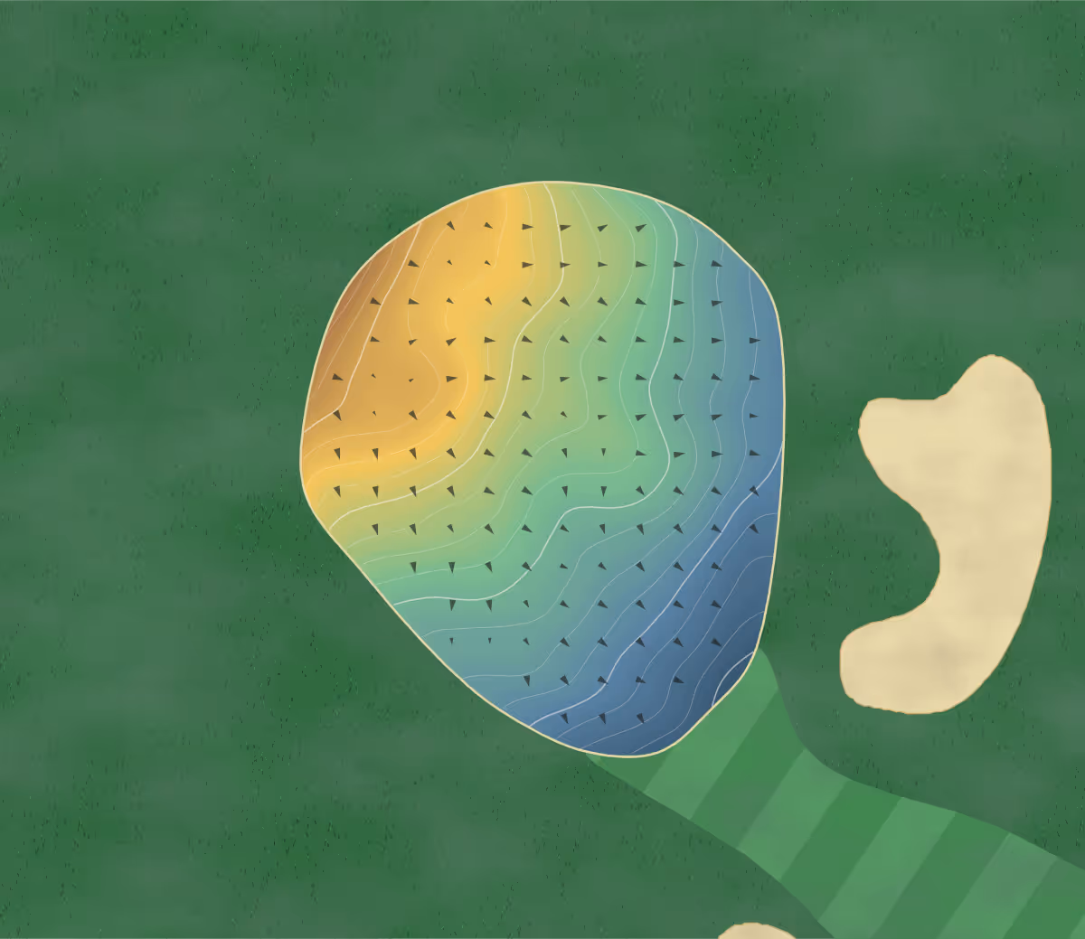 Green contour map of Hop Meadow in Simsbury, Connecticut — 232 elevation contours at a 3-inch interval with fall-line arrows, traced from 1-meter lidar