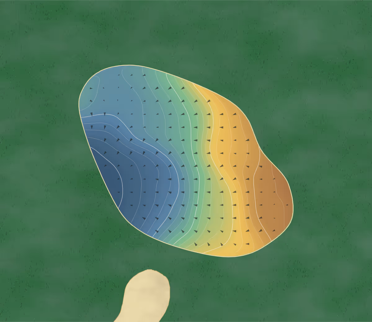 Green contour map of Horseshoe Bay in Egg Harbor, Wisconsin: 218 elevation contours at a 3-inch interval with fall-line arrows, traced from 1-meter lidar