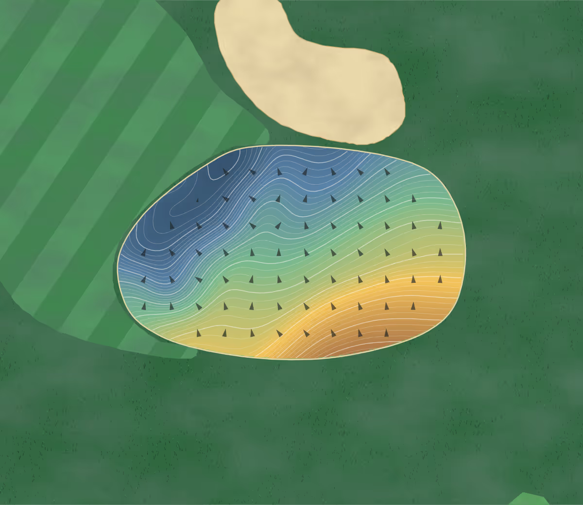 Green contour map of Hound Ears in Blowing Rock, North Carolina: 307 elevation contours at a 3-inch interval with fall-line arrows, traced from 1-meter lidar