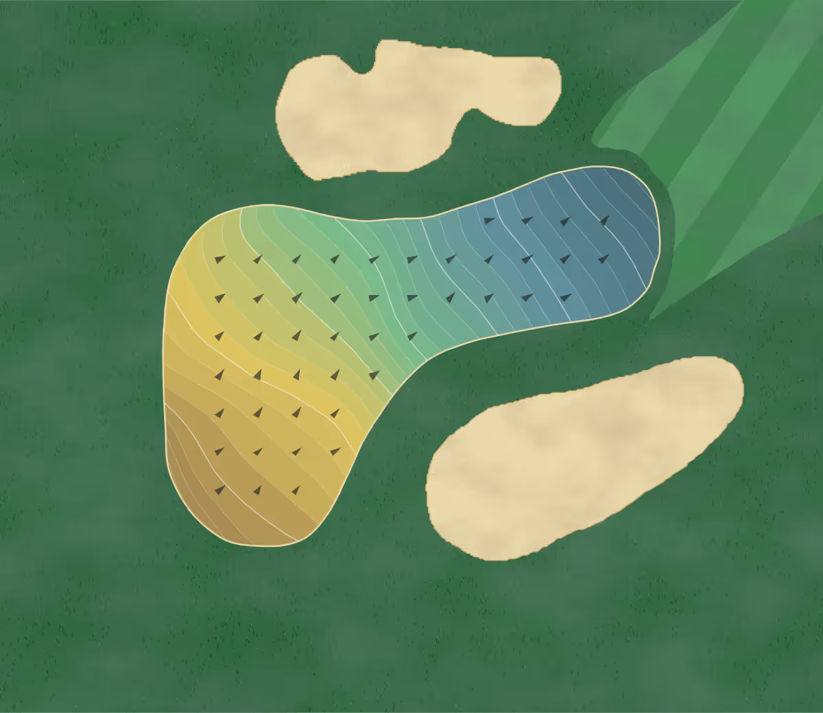 Green contour map of Houndslake in Aiken, South Carolina — 190 elevation contours at a 3-inch interval with fall-line arrows, traced from 1-meter lidar