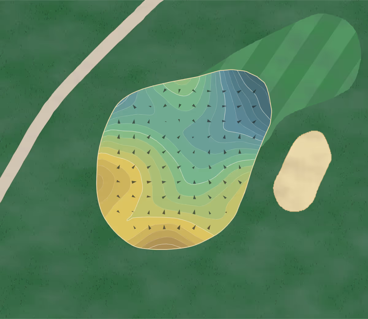 Green contour map of Howell Park in Farmingdale, New Jersey — 236 elevation contours at a 3-inch interval with fall-line arrows, traced from 1-meter lidar