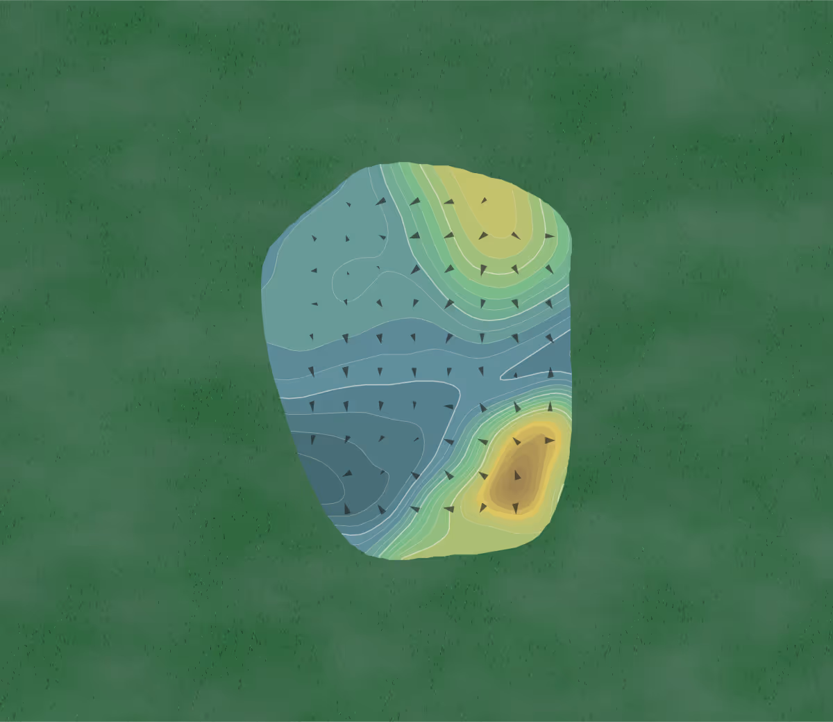 Green contour map of Huckleberry Creek in Michigan, United States — 77 elevation contours at a 3-inch interval with fall-line arrows, traced from 1-meter lidar