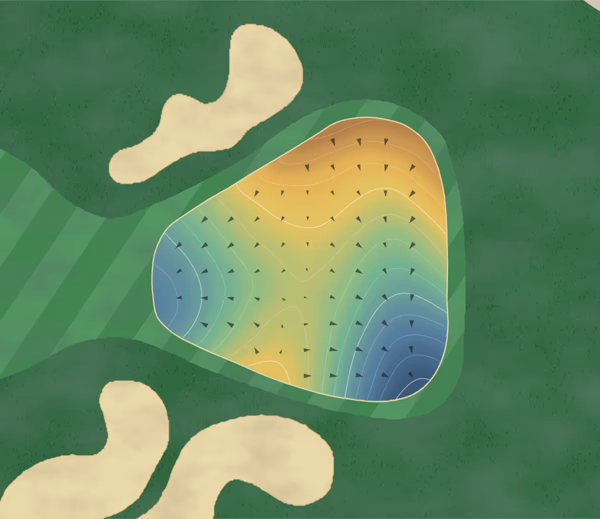 Green contour map of Hulman Links in Terre Haute, Indiana — 169 elevation contours at a 3-inch interval with fall-line arrows, traced from 1-meter lidar