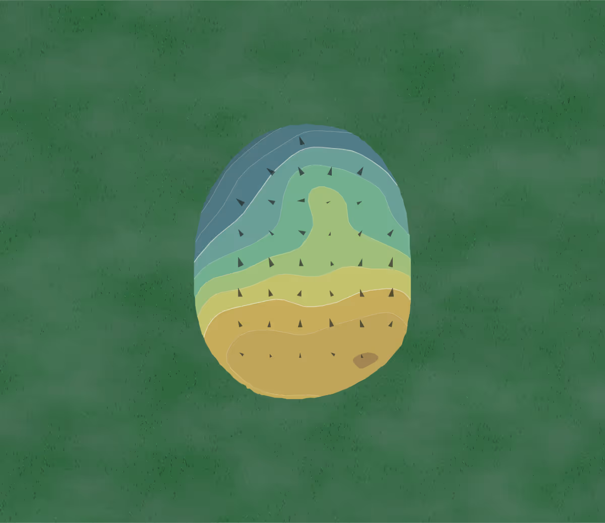 Green contour map of Hunter Golf Club in Hunter Airfield, Georgia — 134 elevation contours at a 3-inch interval with fall-line arrows, traced from 1-meter lidar