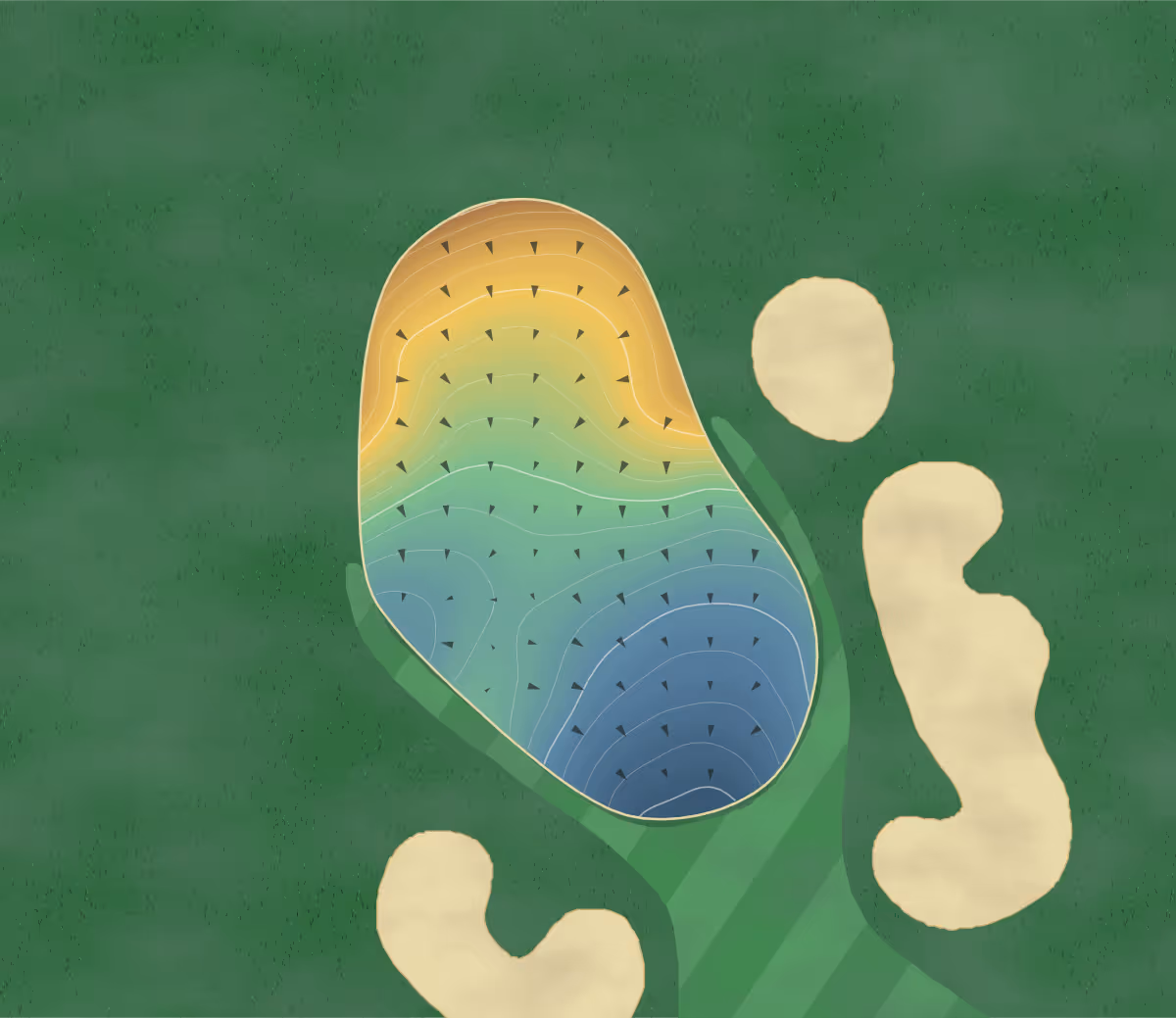 Green contour map of Hunting Hawk in Glen Allen, Virginia — 199 elevation contours at a 3-inch interval with fall-line arrows, traced from 1-meter lidar