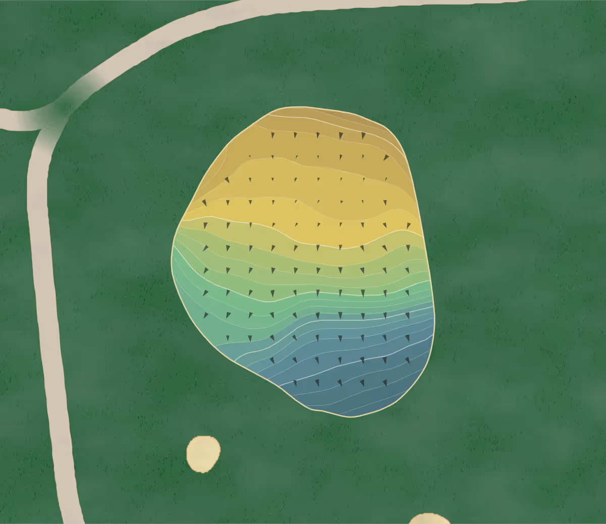 Green contour map of Hyannis GC in Hyannis, Massachusetts — 230 elevation contours at a 3-inch interval with fall-line arrows, traced from 1-meter lidar