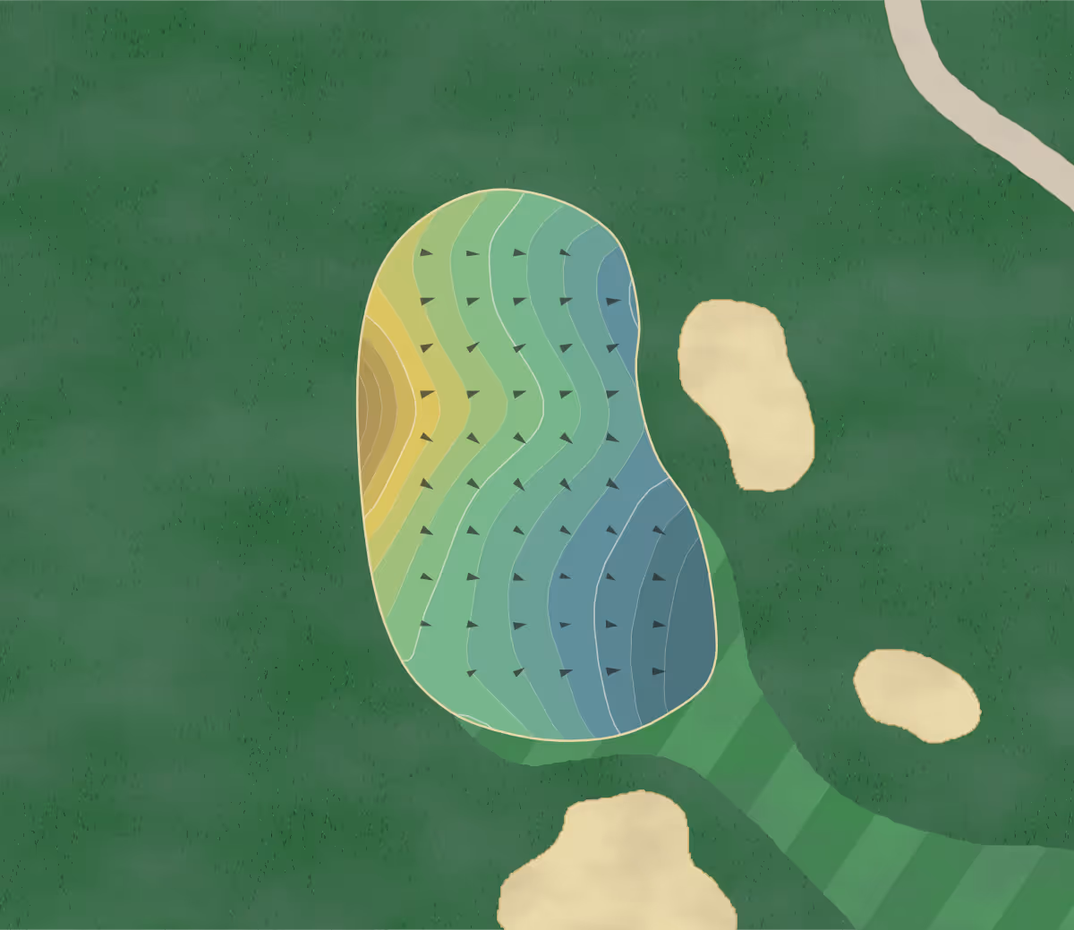 Green contour map of Hyatt Hill Country in San Antonio, Texas — 172 elevation contours at a 3-inch interval with fall-line arrows, traced from 1-meter lidar