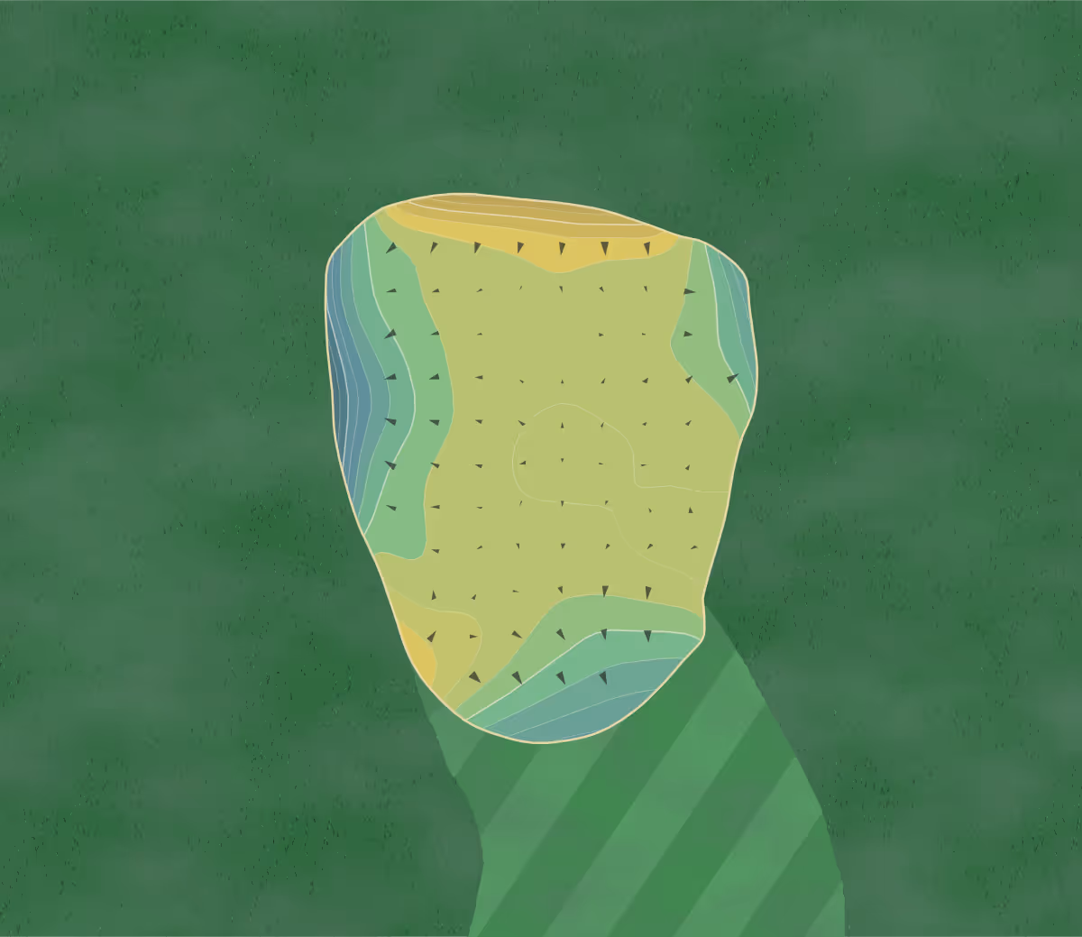 Green contour map of Idle Hour in Lexington, Kentucky — 323 elevation contours at a 3-inch interval with fall-line arrows, traced from 1-meter lidar