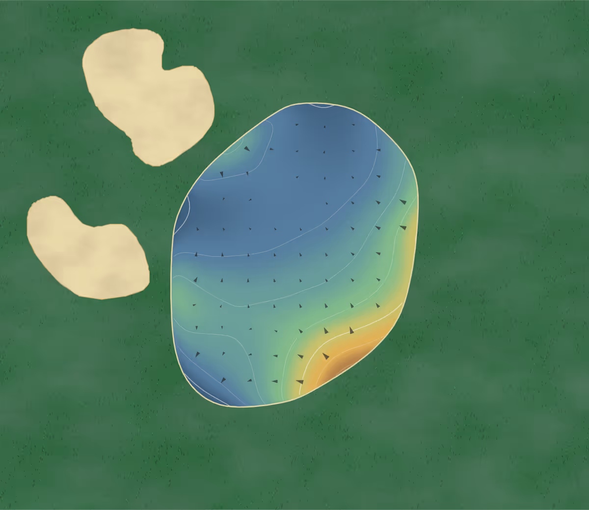 Green contour map of IMG Academy in Bradenton, Florida: 150 elevation contours at a 3-inch interval with fall-line arrows, traced from 1-meter lidar
