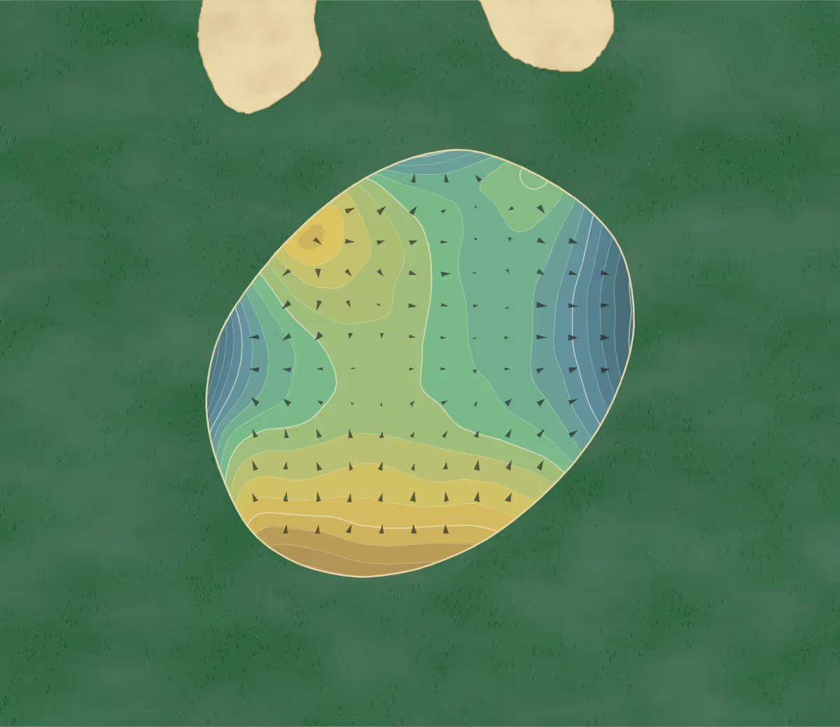 Green contour map of Indian Hills in Northport, New York — 302 elevation contours at a 3-inch interval with fall-line arrows, traced from 1-meter lidar