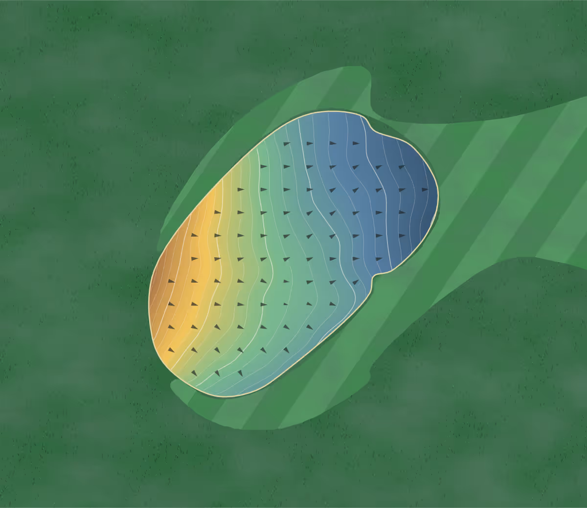 Green contour map of Indian Hills in Storm Lake, Iowa: 113 elevation contours at a 3-inch interval with fall-line arrows, traced from 1-meter lidar