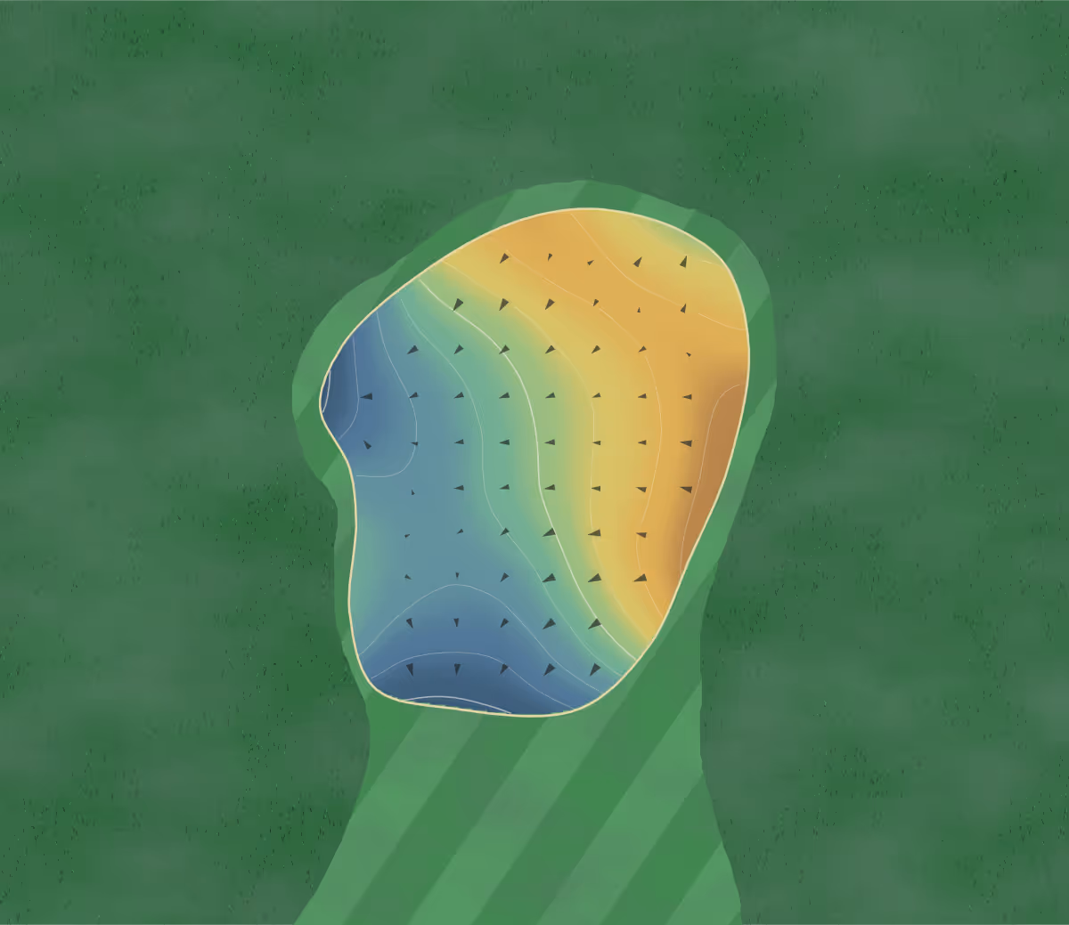 Green contour map of Indian Valley in Telford, Pennsylvania — 8 elevation contours at a 3-inch interval with fall-line arrows, traced from 1-meter lidar