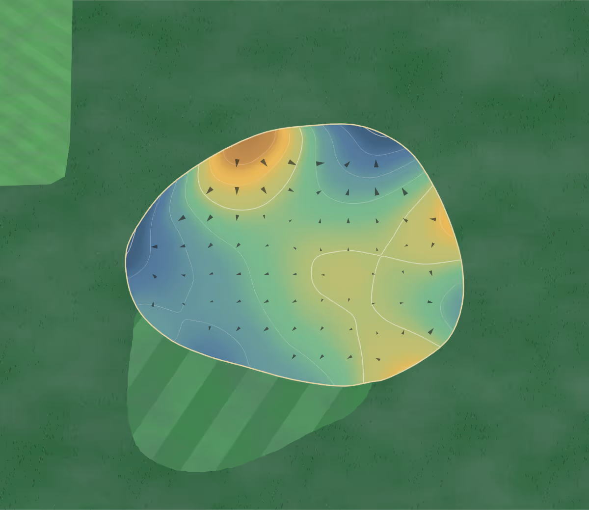 Green contour map of Indian Valley in Newtown, Ohio: 146 elevation contours at a 3-inch interval with fall-line arrows, traced from 1-meter lidar
