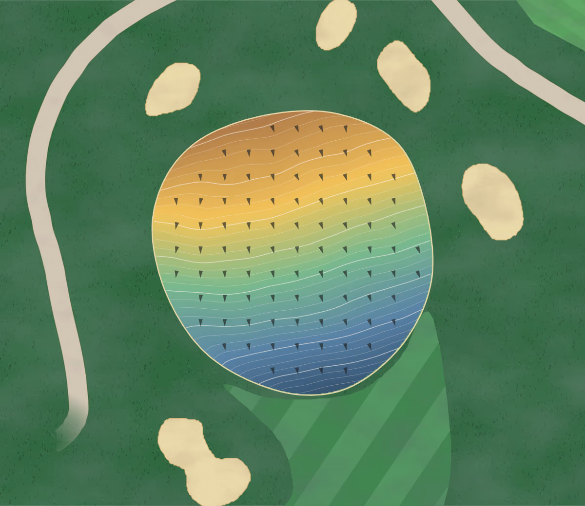 Green contour map of Ingleside in Thorndale, Pennsylvania: 316 elevation contours at a 3-inch interval with fall-line arrows, traced from 1-meter lidar