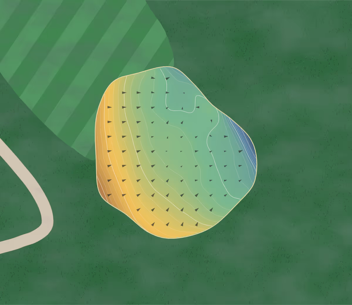 Green contour map of Inniscrone in Avondale, Pennsylvania: 273 elevation contours at a 3-inch interval with fall-line arrows, traced from 1-meter lidar