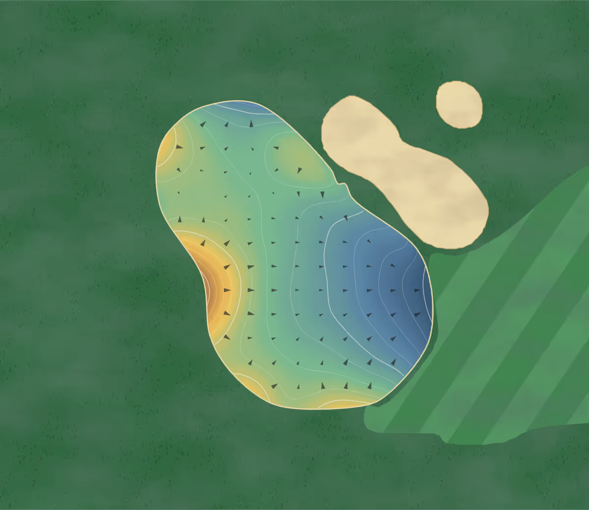 Green contour map of International City in Warner Robins, Georgia: 186 elevation contours at a 3-inch interval with fall-line arrows, traced from 1-meter lidar
