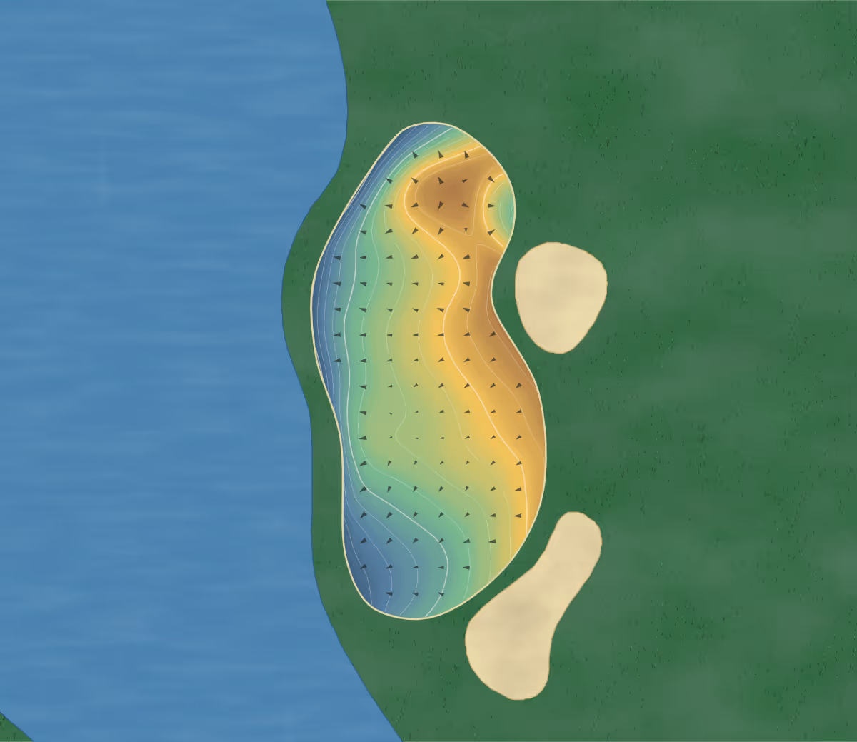 Green contour map of International in Fairfax, Virginia: 230 elevation contours at a 3-inch interval with fall-line arrows, traced from 1-meter lidar