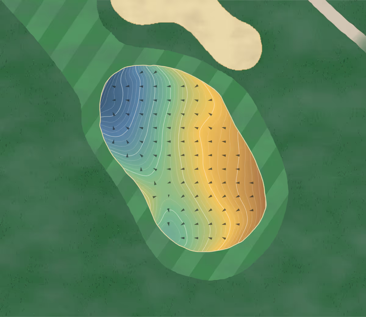 Green contour map of Inwood Gc in Joliet, Illinois — 471 elevation contours at a 3-inch interval with fall-line arrows, traced from 1-meter lidar