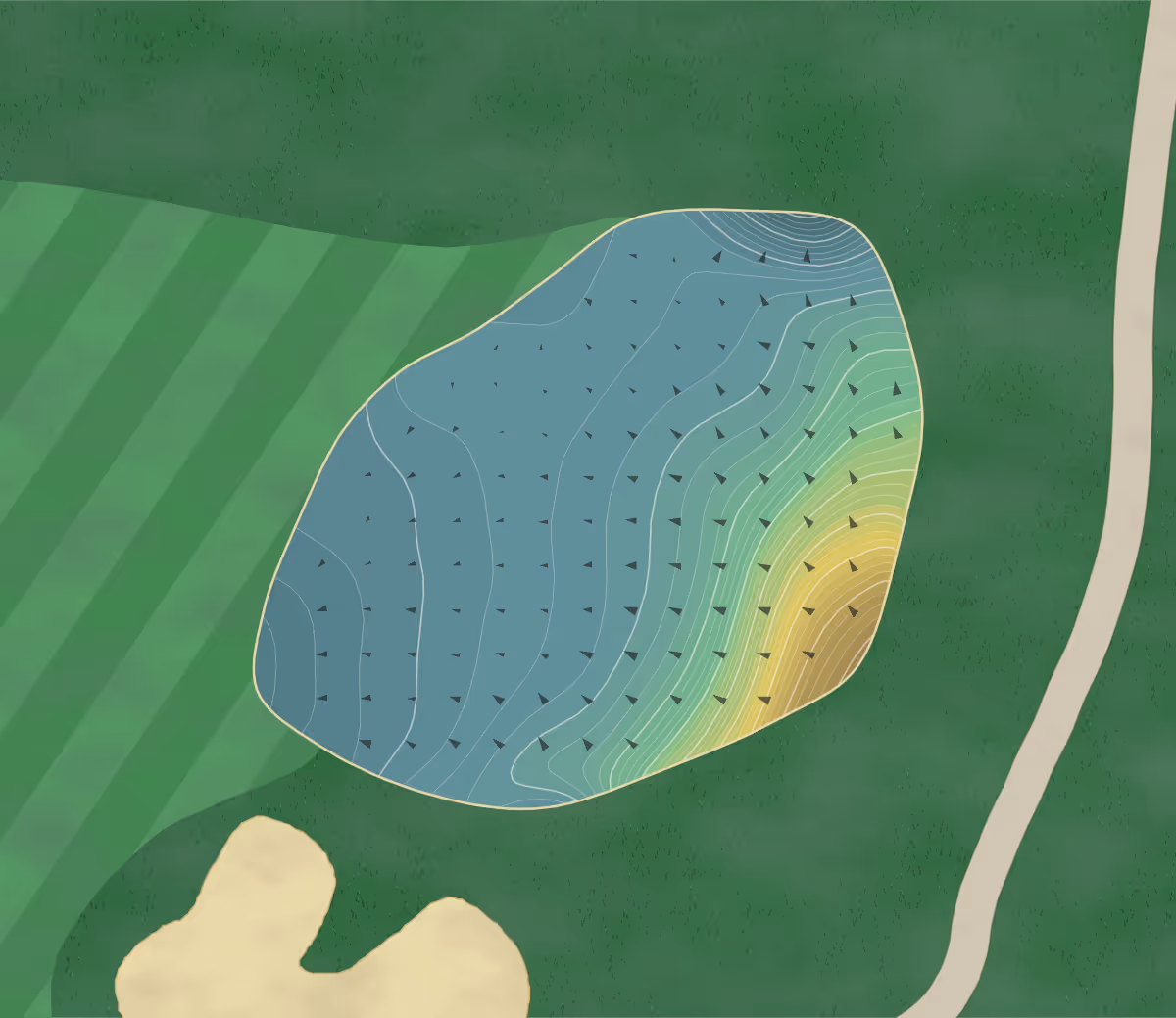 Green contour map of Iron Horse in Ashland, Nebraska — 273 elevation contours at a 3-inch interval with fall-line arrows, traced from 1-meter lidar