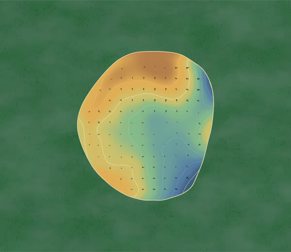 Green contour map of Iron Masters in Roaring Spring, Pennsylvania: 17 elevation contours at a 3-inch interval with fall-line arrows, traced from 1-meter lidar