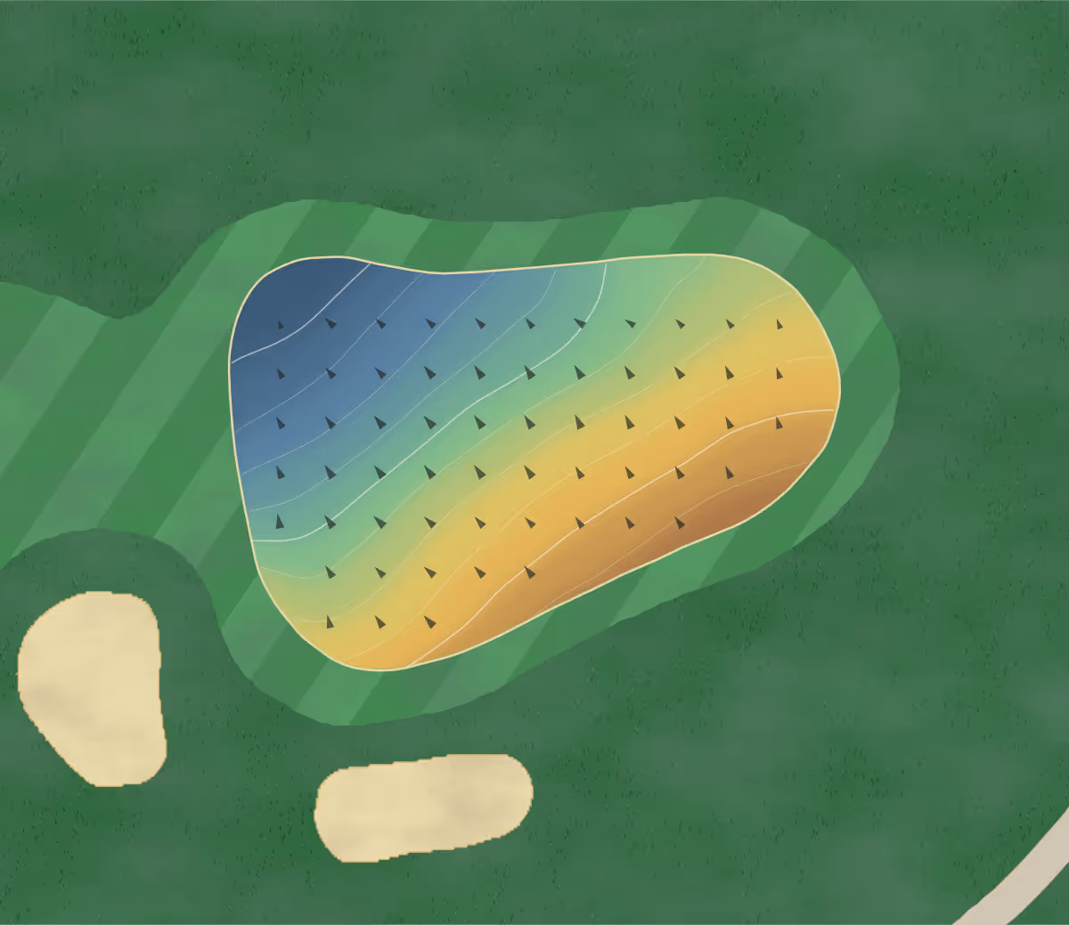 Green contour map of Ironwood in Normal, Illinois — 122 elevation contours at a 3-inch interval with fall-line arrows, traced from 1-meter lidar