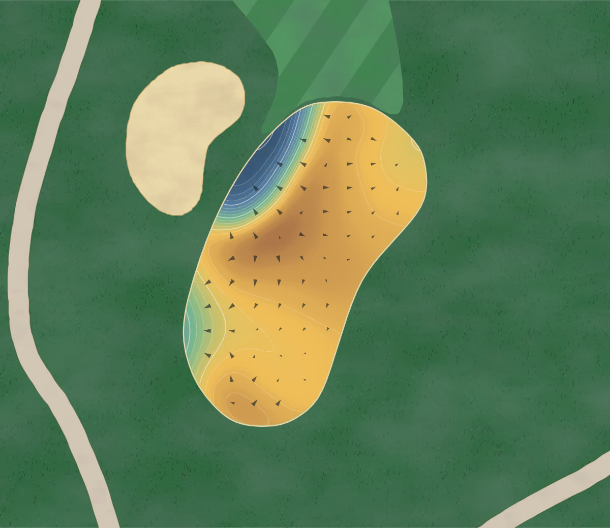 Green contour map of Irving in Irving, Texas: 313 elevation contours at a 3-inch interval with fall-line arrows, traced from 1-meter lidar
