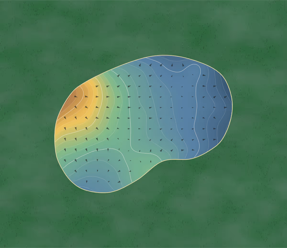 Green contour map of Island Resort & Casino in Bark River, Michigan — 229 elevation contours at a 3-inch interval with fall-line arrows, traced from 1-meter lidar
