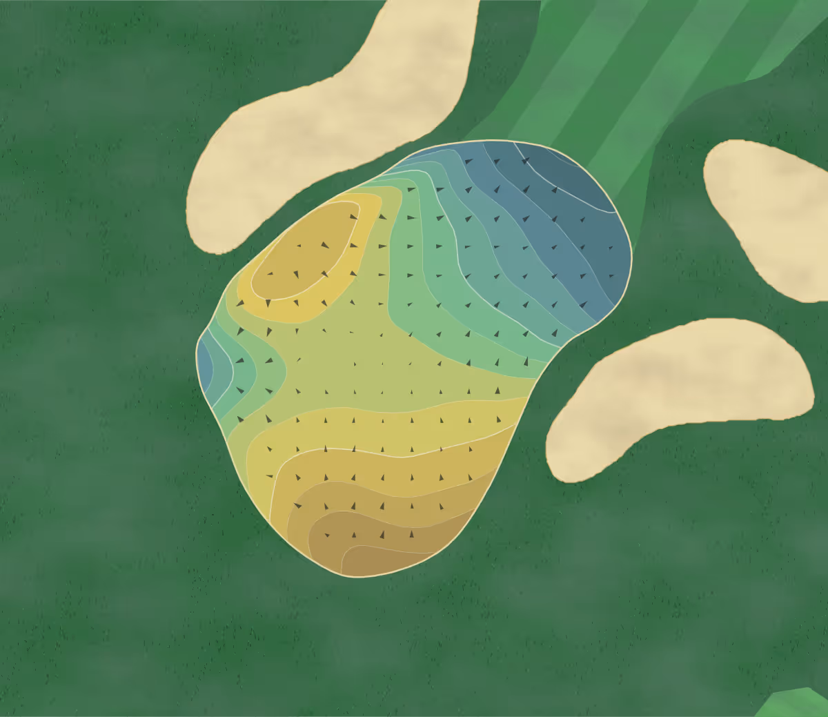 Green contour map of Ives Grove in Sturtevant, Wisconsin — 238 elevation contours at a 3-inch interval with fall-line arrows, traced from 1-meter lidar