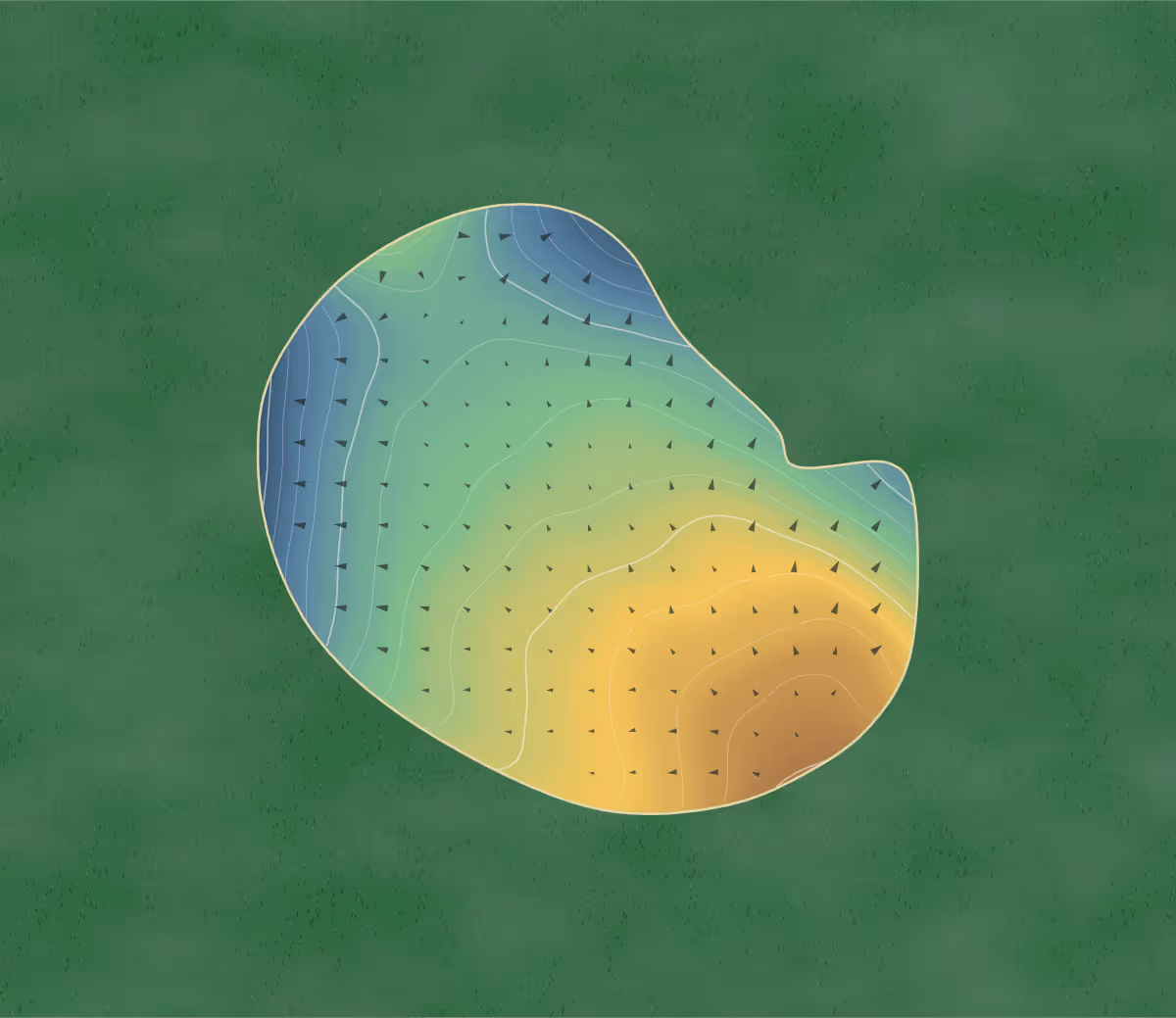 Green contour map of Ives Hill in Watertown, New York: 82 elevation contours at a 3-inch interval with fall-line arrows, traced from 1-meter lidar