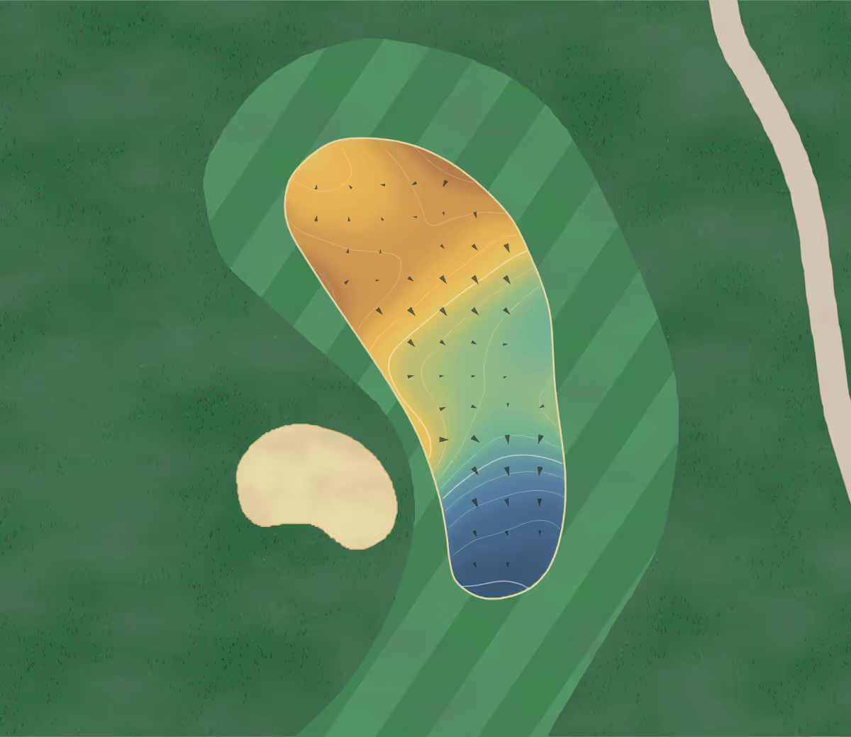 Green contour map of Ivey Ranch in Thousand Palms, California — 127 elevation contours at a 3-inch interval with fall-line arrows, traced from 1-meter lidar