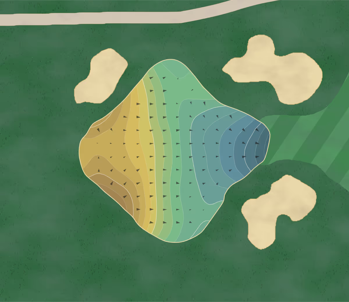Green contour map of Ivy Hill in Forest, Virginia — 228 elevation contours at a 3-inch interval with fall-line arrows, traced from 1-meter lidar