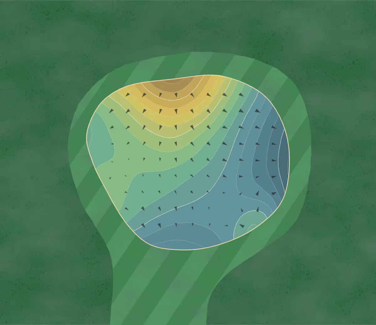 Green contour map of Jackrabbit Run in Grand Island, Nebraska — 209 elevation contours at a 3-inch interval with fall-line arrows, traced from 1-meter lidar